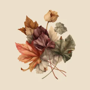 Vintage naturalist-style illustration of fallen autum leaves