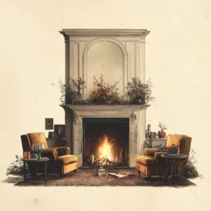 Fireside Illustration for scented Soy Candle