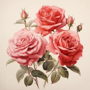 A naturalilst illustration of rose branches